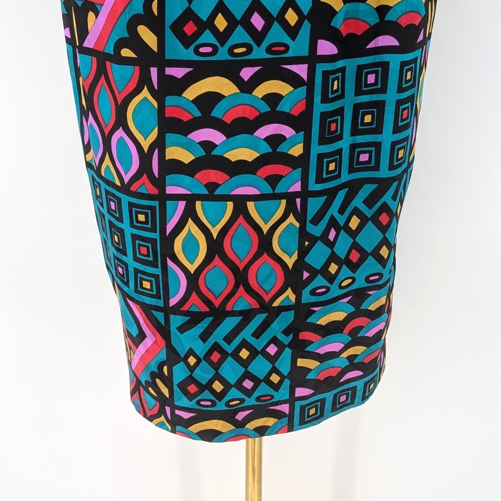 Anne Crimmins Signature Silk Blend Art‎ Print Jacket Skirt Set Geometric Vintage - Picture 15 of 16
